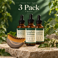 Ondelle 3 Pack — three bottles of Lymphatic Drainage Drops with the free Contour Face Brush