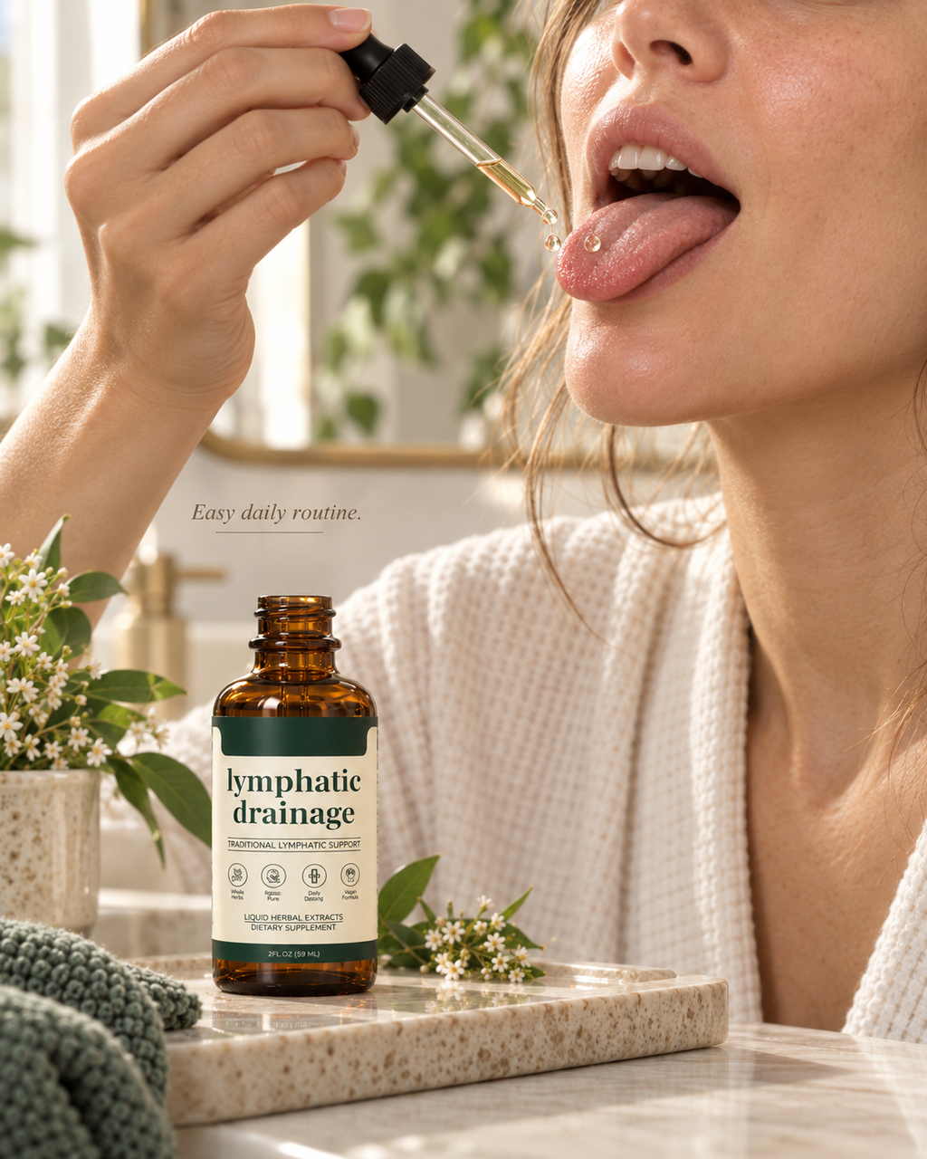 Ondelle Lymphatic Drainage Drops — Herbal Liquid, 2 fl oz