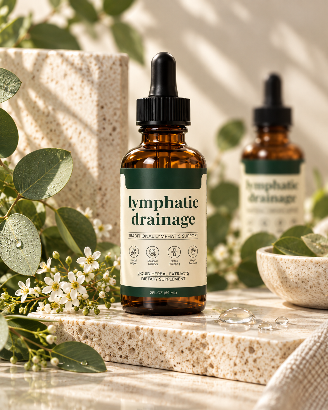Ondelle Lymphatic Drainage Drops — Herbal Liquid, 2 fl oz